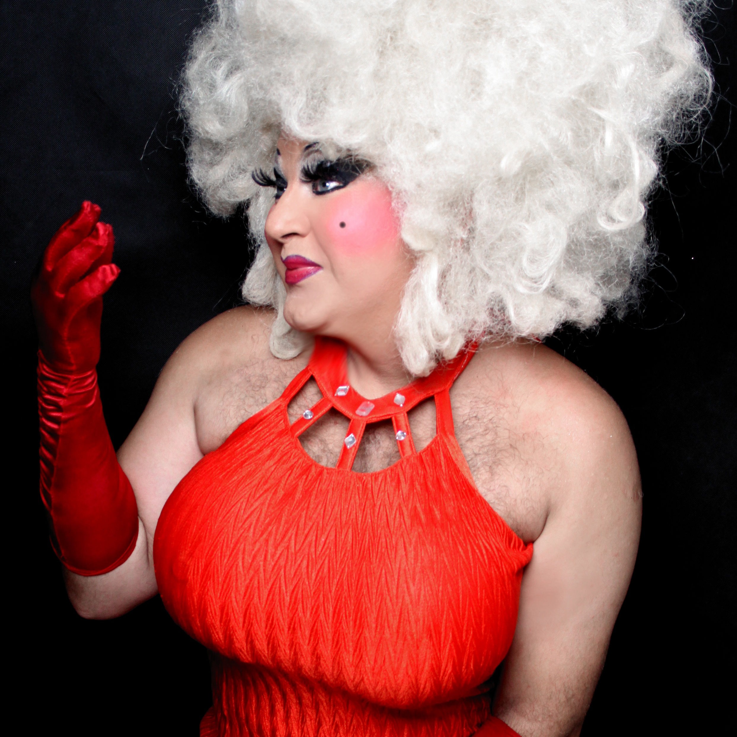 Portrait of judge ChiChi Tornado in full drag